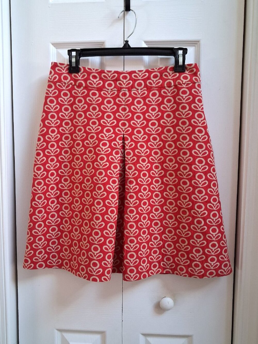 BODEN Red w/Beige Geometric Flowers A-Line Skirt sz 10 R